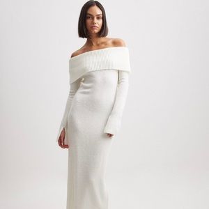 Midi off the shoulder sweater dress